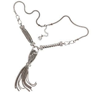 VTG Y2K Signed Erica Lyons Necklace Silver Tone Statement Mixed Chains